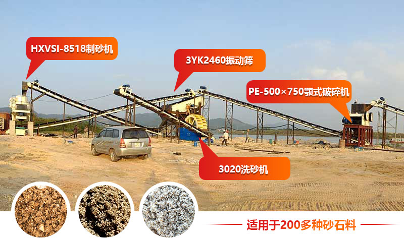 越南客戶現(xiàn)場，固定式制沙機生產(chǎn)線