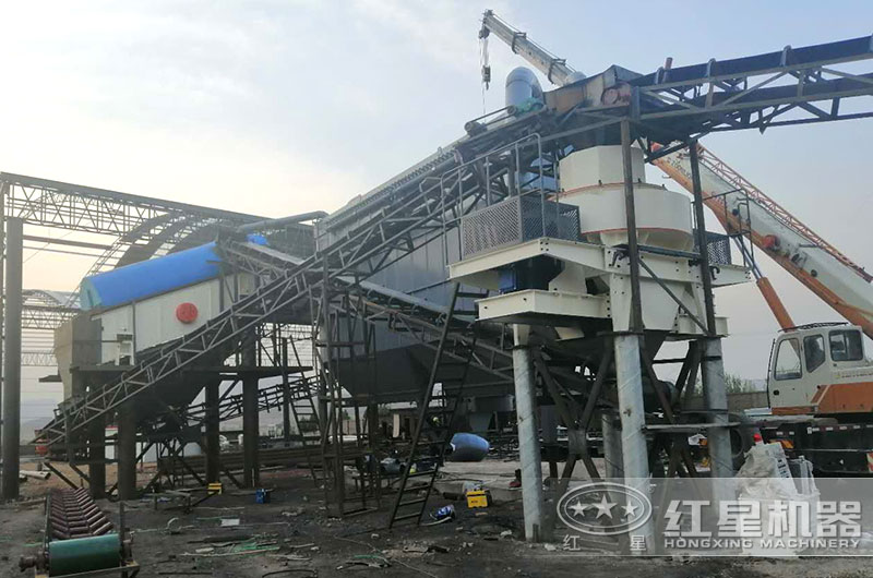 保定曲陽一小時(shí)300-500噸打沙機(jī)生產(chǎn)現(xiàn)場(chǎng)